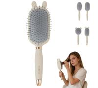 Sumneo Lindo cepillo de almohada de oso - Cepillo de pelo sin tirones para desenredar el pelo largo y el pelo mojado, cepillo de masaje antitirones con diseño de animales para mujeres y niños (conejo)