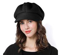 Sumolux Boina para Mujer, Gorra de Lana Francesa, clásica, para otoño, Primavera e Invierno, Negro A, Talla única