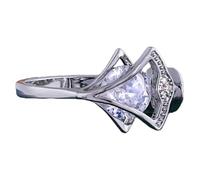 Sumpgle Anillo ajustable con falda floral, diseño de abanico, joyería de circonita cúbica para mujer, accesorios de uso diario, Adjustable