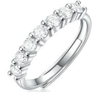 Sumpgle Anillo ajustable de plata S925 con moissanita para mujer, para regalo, 9
