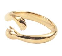 Sumpgle Anillo artístico para mujer, chapado en oro, acero de titanio, moderno, joyería de regalo para ella, anillo de diseño único, 8, Chapado en oro de 18 quilates