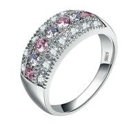 Sumpgle Anillo bohemio de circonita cúbica con piedras preciosas coloridas, joyería vintage chapada en oro para mujer, accesorio hecho a mano, 5