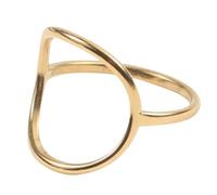 Sumpgle Anillo circular grande de acero de titanio chapado en oro de 18 quilates para mujer, diseño minimalista de tono fresco, joyería de regalo, 8, Chapado en oro de 18 quilates