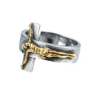 Sumpgle Anillo cruzado de acero inoxidable vintage para hombres y mujeres joyería de acero de titanio de moda