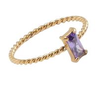 Sumpgle Anillo cuadrado de acero de titanio chapado en oro de 18 quilates, minimalista, para mujer, con gemas multicolor, regalo para ella, 6, Chapado en oro de 18 quilates