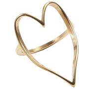Sumpgle Anillo de acero de titanio chapado en oro de 18 quilates con corazón hueco para mujer, diseño romántico y dulce, joyería de regalo, 6, Chapado en oro de 18 quilates