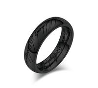 Sumpgle Anillo de acero de titanio con diseño grabado en arco interior y exterior Joyería única inspirada en la película para los fans