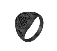 Sumpgle Anillo de acero de titanio del ojo de Horus del Antiguo Egipto para los hombres Joyería única envejecida vintage