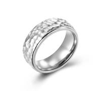 Sumpgle Anillo de acero de titanio hecho a mano martillado cráter de luna joyería minimalista unisex banda texturizada ligera para hombres y mujeres acceso cultural de moda