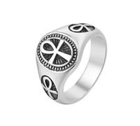 Sumpgle Anillo de acero de titanio para hombre con diseño de cruz de Anubis, joyería gótica vintage para hombre, inspirado en la mitología egipcia, 13