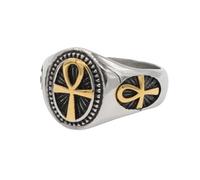 Sumpgle Anillo de acero de titanio para hombre con diseño de cruz de Anubis, joyería gótica vintage para hombre, inspirado en la mitología egipcia, 8