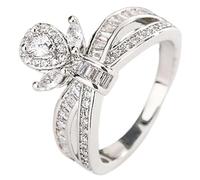 Sumpgle Anillo de circonita cúbica con corona en forma de pera para mujer, diseño elegante y viral, regalo delicado, 7