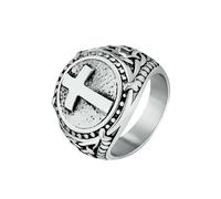 Sumpgle Anillo de cruz de acero inoxidable vintage para hombres Banda de joyería gótica retro con símbolo religioso para el uso diario Accesorio de metal masculino de fiesta