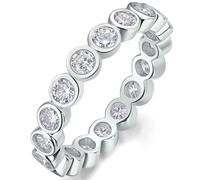 Sumpgle Anillo de eternidad minimalista de plata 925 con moissanita para mujer, regalo de moda, 5