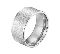 Sumpgle Anillo de hombre de estilo étnico estrecho cuatro bestias acero de titanio chapado en negro joyería de moda