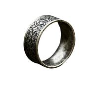 Sumpgle Anillo de hombre de estilo étnico estrecho cuatro bestias acero de titanio chapado en negro joyería de moda