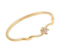 Sumpgle Anillo de línea ondulada fina con circonita pequeña, acero de titanio, delicado anillo apilable para mujer, regalo de joyería diaria, 6, Chapado en oro de 18 quilates