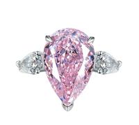 Sumpgle Anillo de plata 925 con piedras preciosas de alto carbono cortado en pera, regalo de lujo para mujer, 9