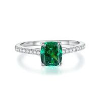 Sumpgle Anillo de plata S925 con piedras preciosas verde esmeralda, elegante y elegante para regalo para mujer, 8