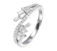 Sumpgle Anillo de platino con circonita cúbica con diseño único, joyería de moda para mujer para uso diario y regalo, 9