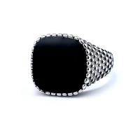 Sumpgle Anillo de sello de ónix negro de acero inoxidable Bisutería de moda Accesorios de hombre de estilo nórdico