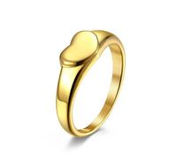 Sumpgle Anillo en forma de corazón de acero inoxidable Anillo de moda de joyería para mujer