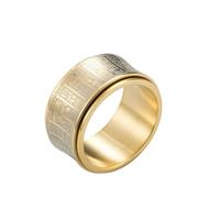 Sumpgle Anillo giratorio de escritura vintage, banda giratoria de acero inoxidable para hombre, colgante taoísta ajustable, joyería, accesorios culturales grabados para regalos