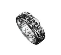 Sumpgle Anillo punk de acero de titanio para hombre, diseño de calavera tallada, vintage, joyería de moda, 12