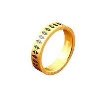 Sumpgle Anillo unisex con patrón de diente de sierra de acero inoxidable Joyería minimalista de moda con diseño de tótem de tatuaje