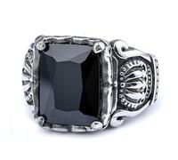 Sumpgle Anillos de piedras preciosas vintage Joyería de acero inoxidable para hombre Anillos de corona de circón únicos Conjunto de accesorios de moda