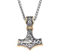 Sumpgle Colgante de acero inoxidable con símbolo de nudo triangular de pirata Mjolnir para hombre, europeo y americano, collar de titanio