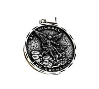 Sumpgle Colgante de acero inoxidable de alas de ángel de san Miguel Collar de letras de acero de titanio fundido Amuleto de joyería