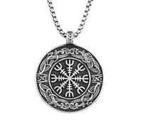 Sumpgle Colgante de brújula de acero inoxidable Bisutería de moda para hombre Collar único de acero de titanio Medallón de brújula de estilo retro