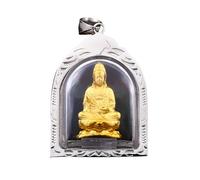 Sumpgle Colgante de Buda de acero inoxidable Estatua de Buda de oro Joyería religiosa Amuleto espiritual Moda para hombres Regalo único Accesorio retro