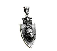 Sumpgle Colgante de cabeza de lobo de acero inoxidable Joyería Escudo de águila vintage Accesorio de collar de acero de titanio para hombre