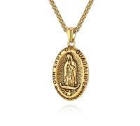 Sumpgle Colgante de lupe de acero inoxidable para hombre Nuestra Señora de Guada Collar de acero retro de titanio europeo y americano vintage para uso diario