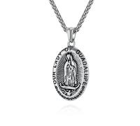 Sumpgle Colgante de lupe de acero inoxidable para hombre Nuestra Señora de Guada Collar de acero retro de titanio europeo y americano vintage para uso diario
