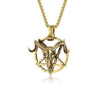 Sumpgle Colgante de pentagrama de cabra Baphomet de estilo oscuro para hombre Hip Hop para hombre Accesorio de joyería gótica