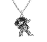 Sumpgle Collar colgante astronauta de acero de titanio estilo de celebridades tema de aviación diseño de spaceman joyería de moda unisex