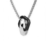 Sumpgle Collar Colgante de Amor de Acero Inoxidable Colgante de Doble Círculo de Estilo Hip Hop para Hombre con Circonita Cúbica Plata/Negro/Azul