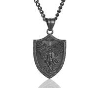 Sumpgle Collar colgante de escudo de acero inoxidable Ángel guerrero vintage euroamericano Diseño de cruz único Joyería hip hop para hombre