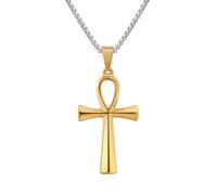 Sumpgle Collar colgante de la cruz del faraón símbolo egipcio Joyería de acero de titanio para hombre negro plata oro