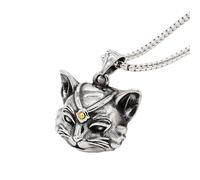 Sumpgle Collar Colgante Gato Retro Joyería de acero inoxidable para hombre Accesorio de moda de estilo vintage único Detalle de ojo amarillo