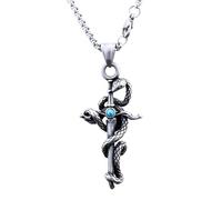 Sumpgle Collar colgante modelo espada de serpiente de acero inoxidable azul turquesa retro estilo punk joyería hip hop para hombre