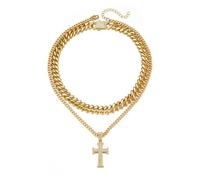 Sumpgle Collar con colgante de cruz, joyería de hip hop para hombres y mujeres