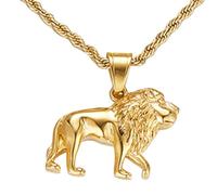Sumpgle Collar con colgante de león, cadena cubana, estilo urbano, unisex, regalo de joyería, Circular Point Zircon Lion