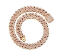 Sumpgle Collar de hip hop de 20 mm de ancho, circonita cúbica, regalo para hombres, accesorio de joyería de moda, 8 inch/20 cm