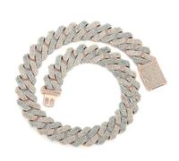 Sumpgle Collar de hip hop de 20 mm de ancho, circonita cúbica, regalo para hombres, accesorio de joyería de moda, 7 inch/18 cm