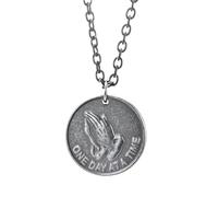 Sumpgle Collar de manos orantes de plata vintage Accesorio de moda hip hop euroamericano Colgante inspirador esencial para hombres de moda