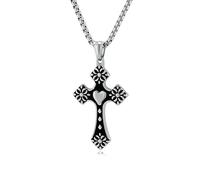Sumpgle Cruz en forma de corazón de acero inoxidable para hombre sin desvanecimiento Retro Único Colgante Accesorio de moda
